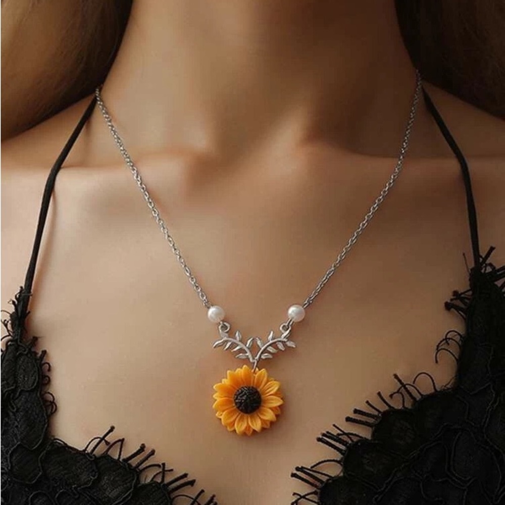 Sunflower necklace 22” inch